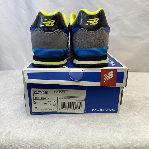 New Balance 574 Kids Lace-up Sneakers Shoes Boys Size 5M Black New KL57403G