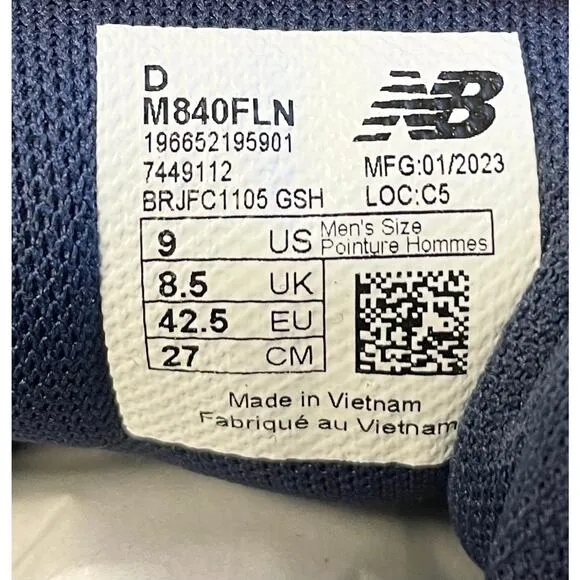 New Balance Men's Fresh Foam 840v1 Running Shoes US 9D EU 42.5 Blue NIB