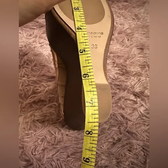 New Baldan Brown and Tan Leather Suede Peep Toe Sandal Wedges Size 38