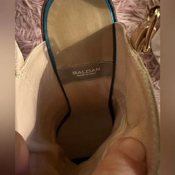 New Baldan Brown and Tan Leather Suede Peep Toe Sandal Wedges Size 38