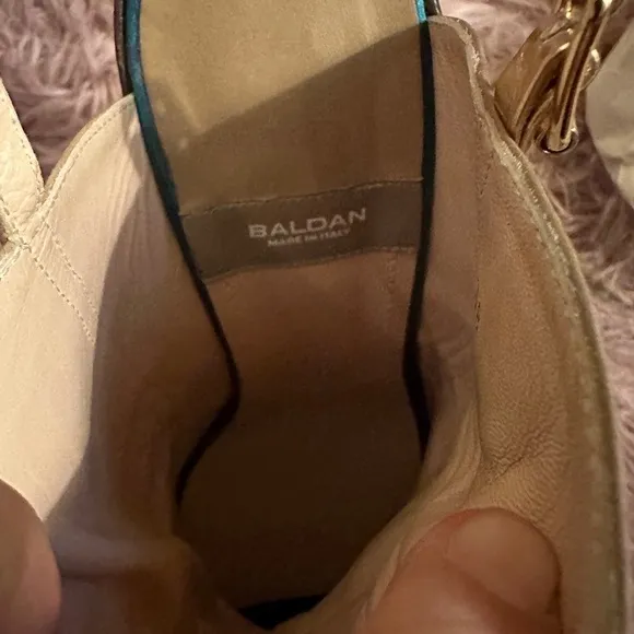 New Baldan Brown and Tan Leather Suede Peep Toe Sandal Wedges Size 38