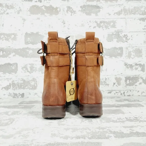 New BORN Camryn Lace-up Boot In Brown Leather C588