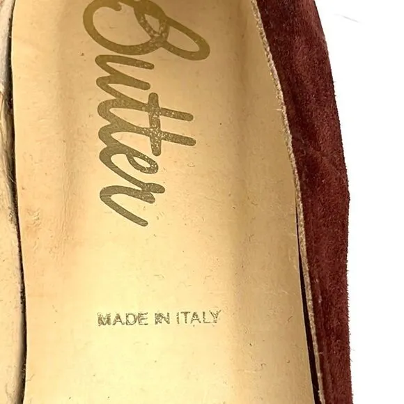 New Butter Shoes Italy Brown Suede Leather Flat Shoes Pointed Toe Bow Detail 8,5