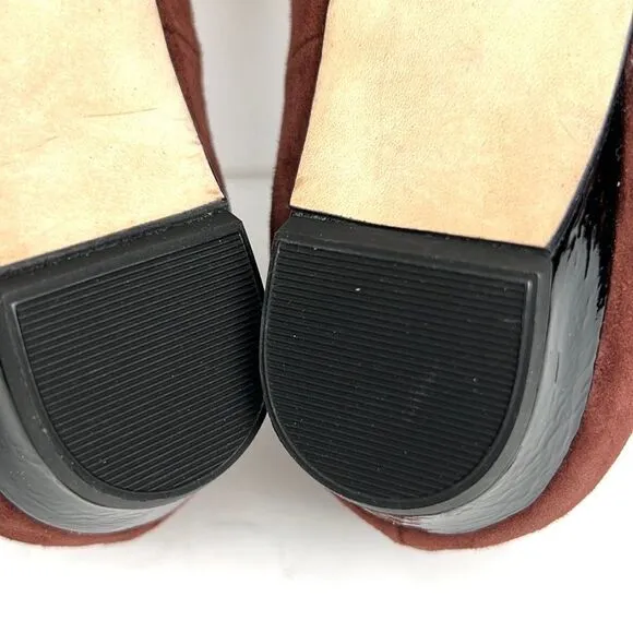 New Butter Shoes Italy Brown Suede Leather Flat Shoes Pointed Toe Bow Detail 8,5