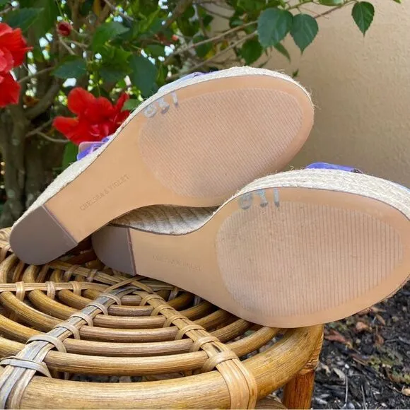 NEW CHELSEA &amp; VIOLET CV-HENNA OPEN TOE ANKLE STRAP TIE-DYE WEDGES 9.5