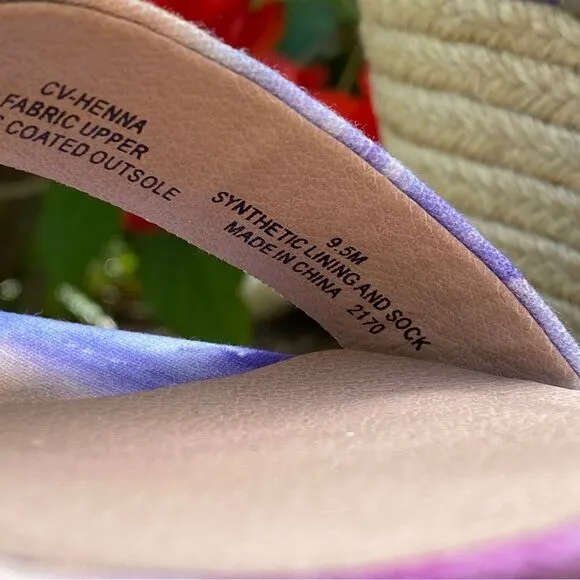 NEW CHELSEA &amp; VIOLET CV-HENNA OPEN TOE ANKLE STRAP TIE-DYE WEDGES 9.5