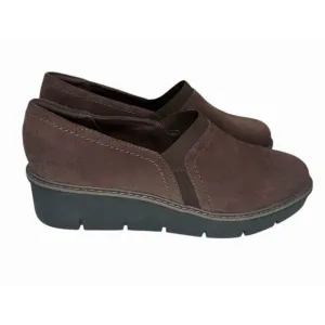 NEW Clarks Airabell 2 Inch Platform Wedges Brown Suede Leather Women’s Size 7.5