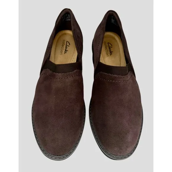 NEW Clarks Airabell 2 Inch Platform Wedges Brown Suede Leather Women’s Size 7.5