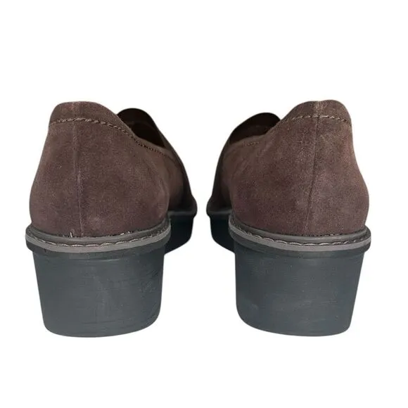 NEW Clarks Airabell 2 Inch Platform Wedges Brown Suede Leather Women’s Size 7.5