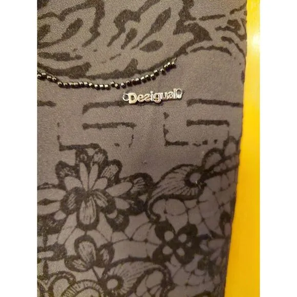 NEW! Desigual Kronen Black Dress With Appliques And Beads US Size 4  $210