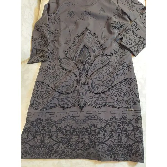 NEW! Desigual Kronen Black Dress With Appliques And Beads US Size 4  $210