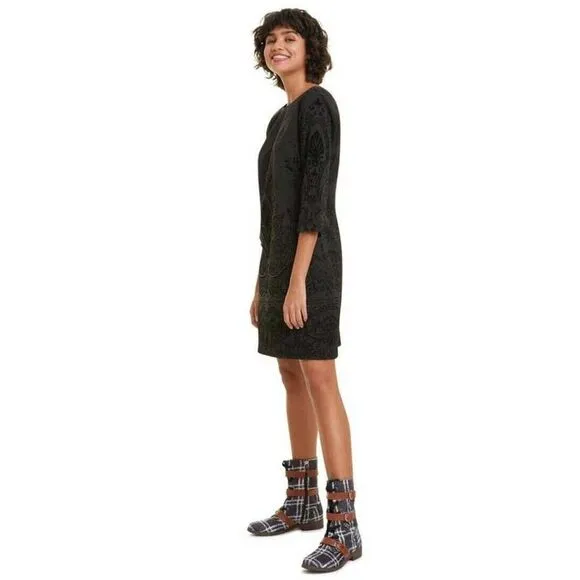 NEW! Desigual Kronen Black Dress With Appliques And Beads US Size 4  $210