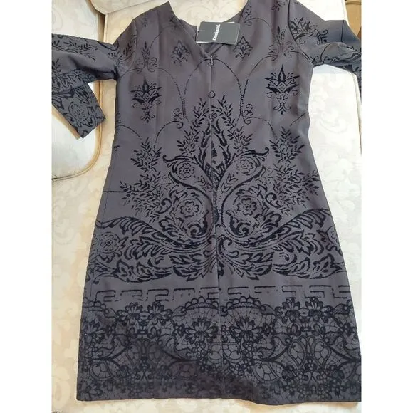 NEW! Desigual Kronen Black Dress With Appliques And Beads US Size 4  $210