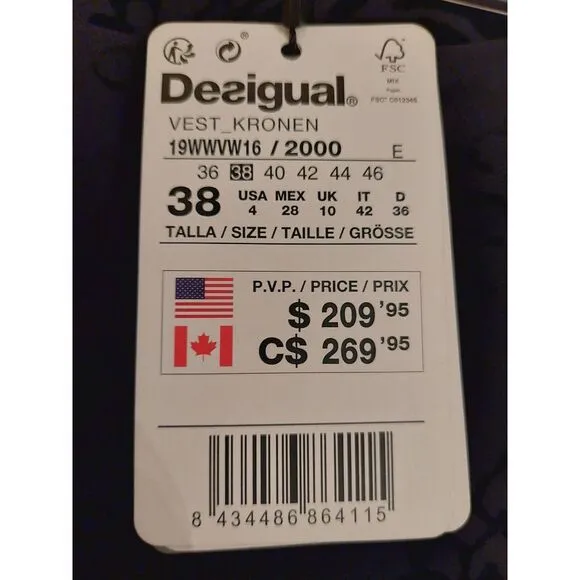 NEW! Desigual Kronen Black Dress With Appliques And Beads US Size 4  $210