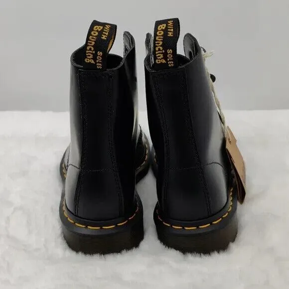 New Dr. Marten Black Leather Ankle combat Boots Size 5 fits a sz 6