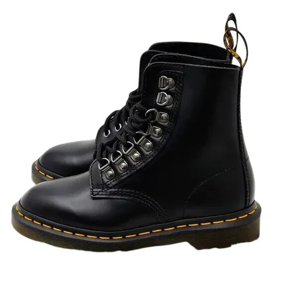 New Dr. Marten Black Leather Ankle combat Boots Size 5 fits a sz 6