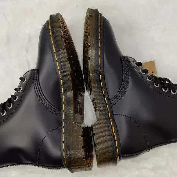 New Dr. Marten Black Leather Ankle combat Boots Size 5 fits a sz 6
