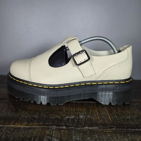 NEW Dr Martens Bethan Womens Size 6 Leather Strap Platform Shoes Smoked Mint