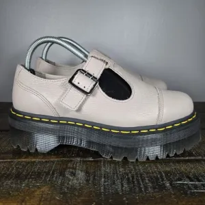 NEW Dr Martens Bethan Womens Size 8 Leather Strap Platform Shoes Taupe Black