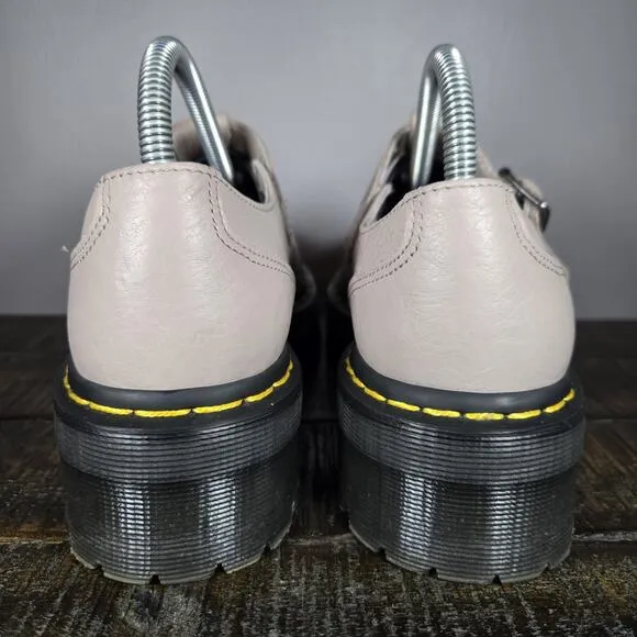 NEW Dr Martens Bethan Womens Size 8 Leather Strap Platform Shoes Taupe Black