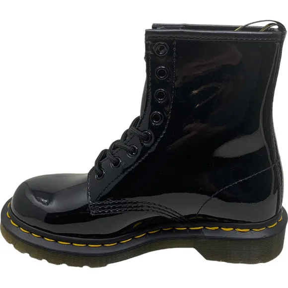 NEW Dr. Martens Women Sz 6 Docs Black Patent Leather Combat Boots Lamper 1460 W