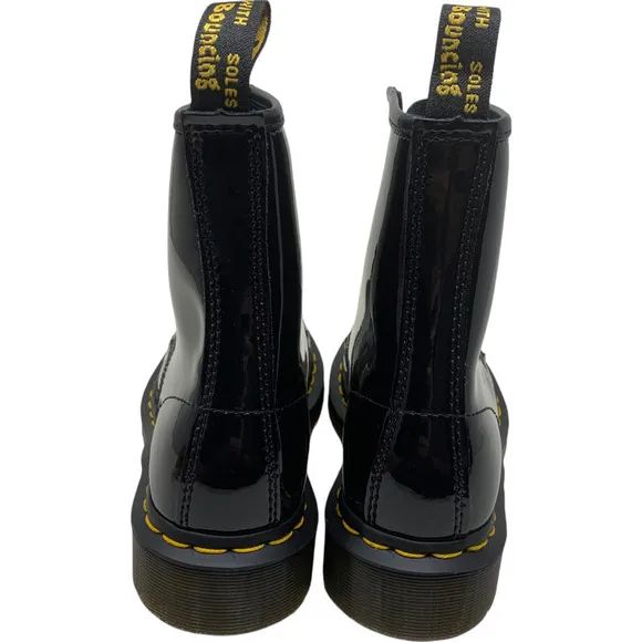 NEW Dr. Martens Women Sz 6 Docs Black Patent Leather Combat Boots Lamper 1460 W