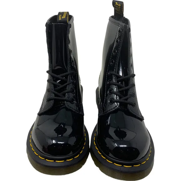 NEW Dr. Martens Women Sz 6 Docs Black Patent Leather Combat Boots Lamper 1460 W
