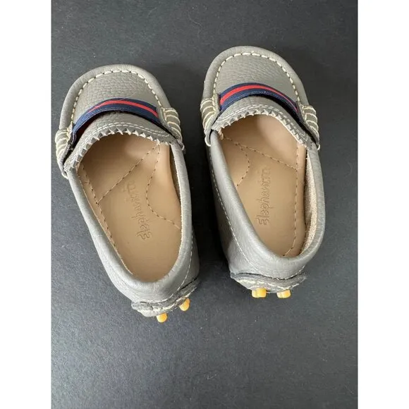 NEW Elephantito Boys Club Loafers Driving Moccasins Grey Dress Shoes Baby Size 6