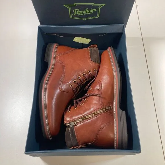 NEW Florsheim Men's Norwalk Boots 7 Lace Up Boot Cognac Leather Outdoor‎