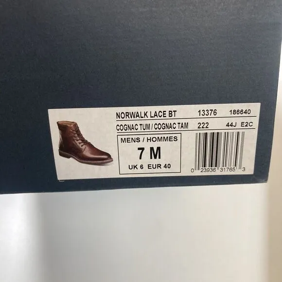 NEW Florsheim Men's Norwalk Boots 7 Lace Up Boot Cognac Leather Outdoor‎