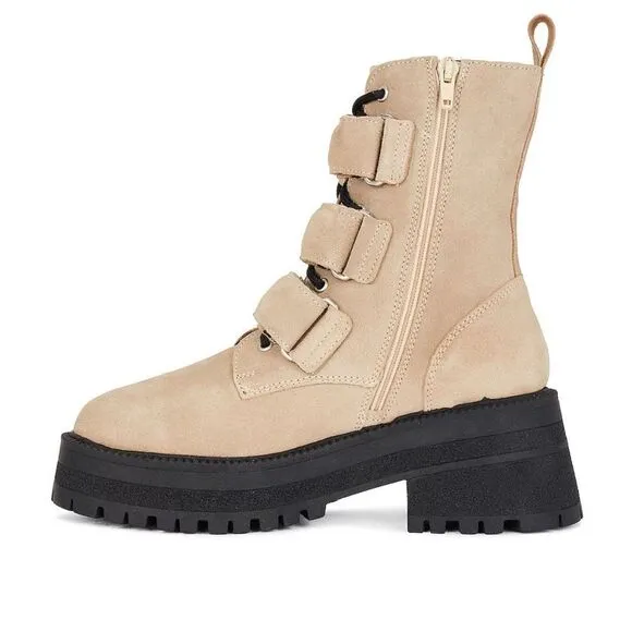 New Free People Emmett Lace up boots in latte suede size 9,5Retail $268
