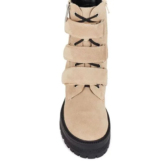 New Free People Emmett Lace up boots in latte suede size 9,5Retail $268