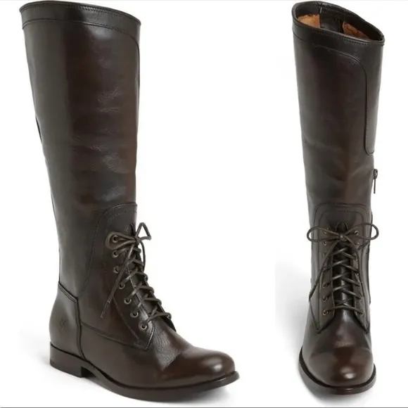 New! FRYE Melissa tall riding lace up zipper boots
