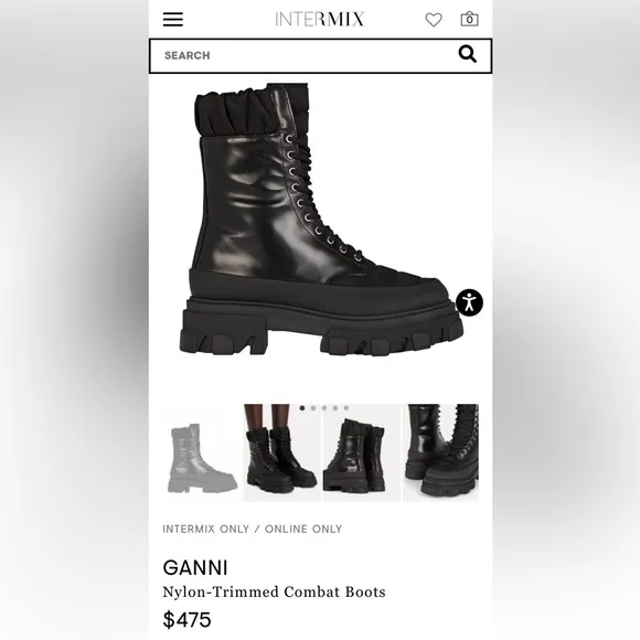 NEW | GANNI Nylon-Trimmed Combat Boots