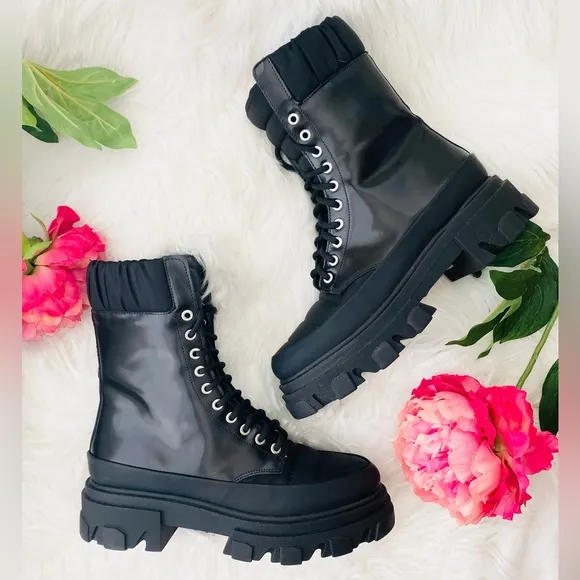 NEW | GANNI Nylon-Trimmed Combat Boots