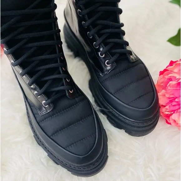 NEW | GANNI Nylon-Trimmed Combat Boots