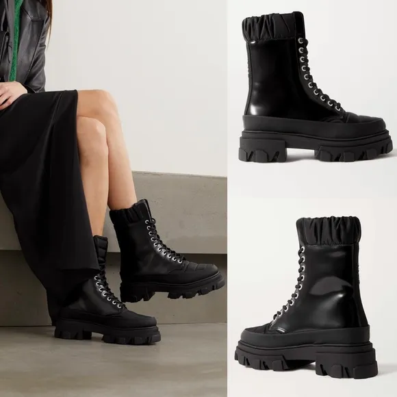 NEW | GANNI Nylon-Trimmed Combat Boots