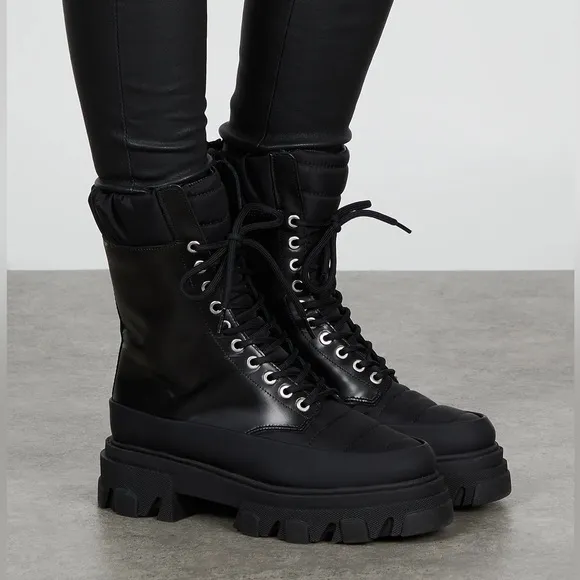 NEW | GANNI Nylon-Trimmed Combat Boots