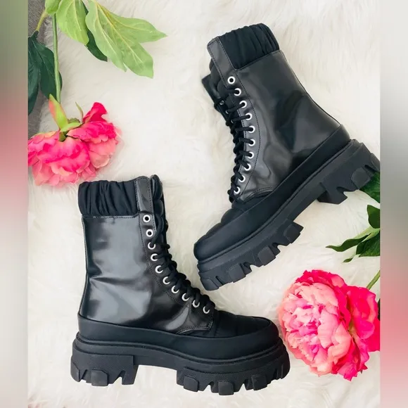 NEW | GANNI Nylon-Trimmed Combat Boots