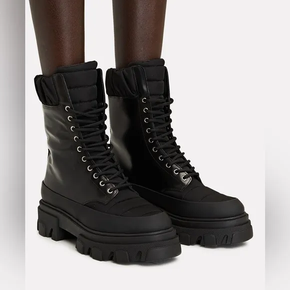 NEW | GANNI Nylon-Trimmed Combat Boots