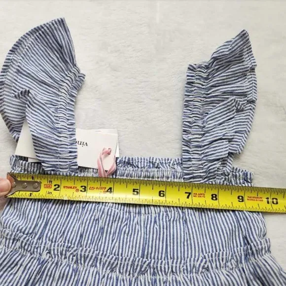 New girl's XS  Vineyard Vines Kentucky Derby tiered blue stripe ruffle dress