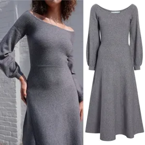 NEW! Hill House- The Maude Dress Heather Gray Size Medium Maxi Boatneck