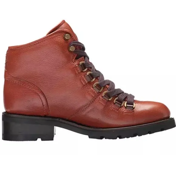 New in Box Womens FRYE Alta Hiker Combat Boots Rust 5.5 MSRP $488 76695