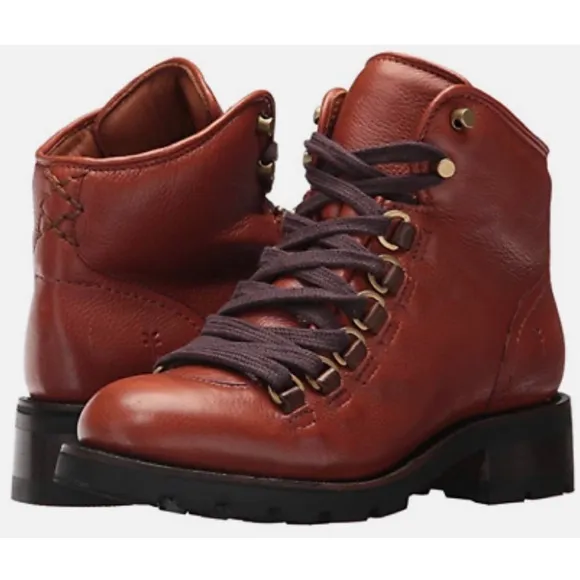 New in Box Womens FRYE Alta Hiker Combat Boots Rust 5.5 MSRP $488 76695