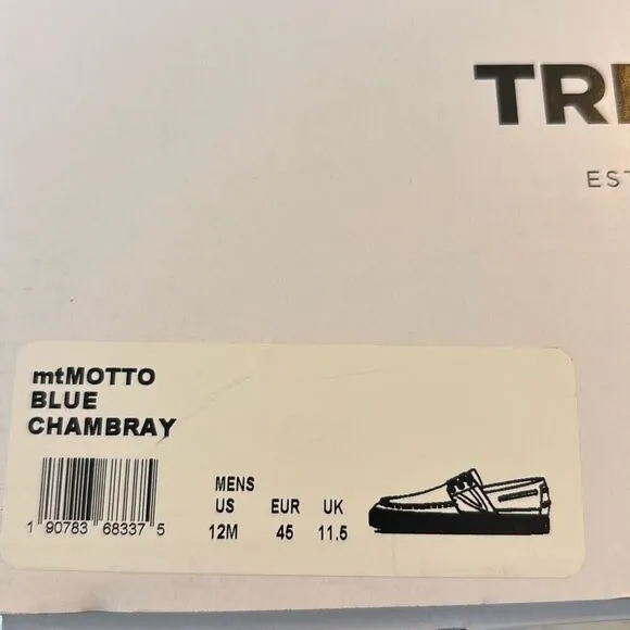 New in box men Tretorn motto blue boat/deck shoe sneaker Sz 12