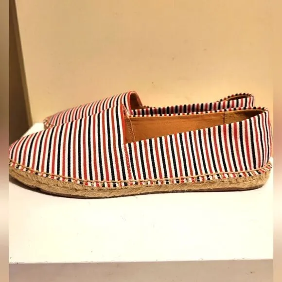 NEW J. Crew Red, White &amp; Blue Striped Canvas Espadrille Flats Sz. 6.5 Ret $79