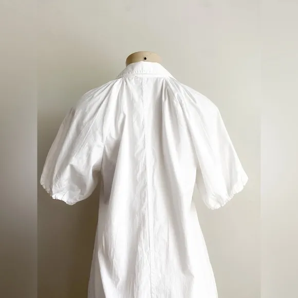 NEW J. CREW White Poplin Midi Maxi Collared Shift Shirt Dress Relaxed Cotton XXS