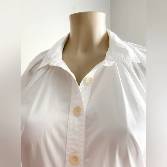 NEW J. CREW White Poplin Midi Maxi Collared Shift Shirt Dress Relaxed Cotton XXS