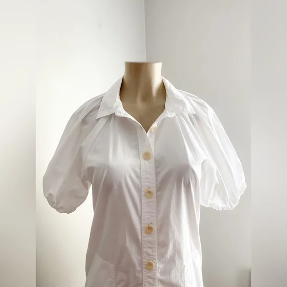 NEW J. CREW White Poplin Midi Maxi Collared Shift Shirt Dress Relaxed Cotton XXS