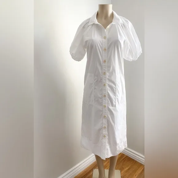 NEW J. CREW White Poplin Midi Maxi Collared Shift Shirt Dress Relaxed Cotton XXS